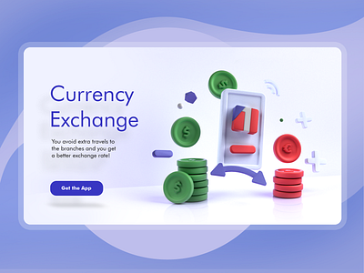 Hero image - Currency Exchange 3d 3dsmax app banking cartoon exchange finance hero hero image illustration interface internet banking landing landingpage money money app tutorial wallet webdesign website