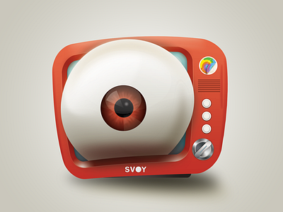 Eye on the TV app cartoon design eye icon icons red shadow site tv ui web