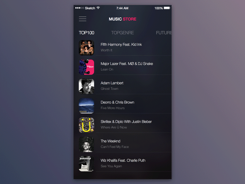 3d Touch Music Store ios after gif design ux app ui store music touch 3d animation