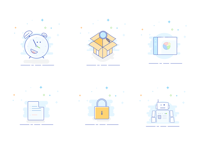 Styled vector icons illustration bord dash blank oclock box robot lock pack set illustration vectors icons