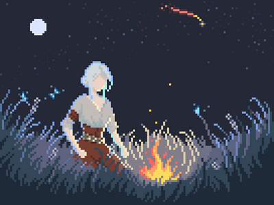 Ciri, The Lion Cub of Cintra ciri cirilla meditation pixelart pixelartist witcher