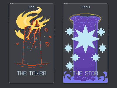 The Tower (16) The Star (17) - Tarot Arcanas