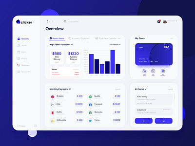 Clicker | Common Bank App achievement admin panel app banking banking app card chart clean dashboad design finance graphic money app statistic statistics transaction ui ux