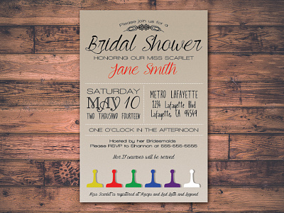 Bridal Shower Invitation bridal shower clue game pieces invitation