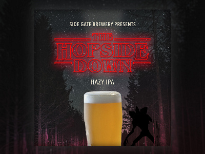 Hopside Down Social Ad beer brewery graphic design hopside instagram ad night scene social media stranger things typography
