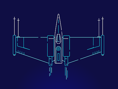 Xwing fighter jet illustration line star wars xwing