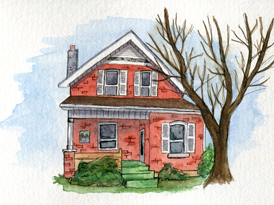 A Stratford Home architecture drawing painting sketch watercolor watercolour