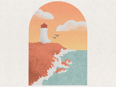 Sunset on Peggy's Cove ai branding design graphic design illustration landscape procreate vector