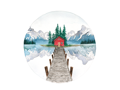 Alberta Cabin design graphic design illustration painting watercolor watercolour