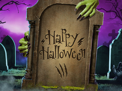 Halloween "Cemetery" postcard