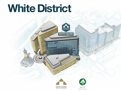 White District web design building business centre clean minimalism moscow office real estate square web design