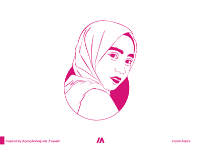 Hijab Woman Line Art Illustration