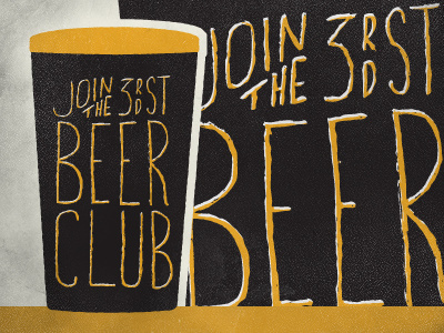 Beer Club 3rd street beer froth gold hand drawn texture
