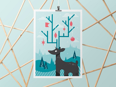 Ornamental Antlers Holiday Poster graphicdesign holidays posters winter