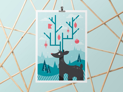 Ornamental Antlers Holiday Poster