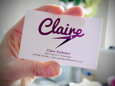 'Claire' Hair Stylist Branding branding hairdressers icon logo logo design print purple scissors typography