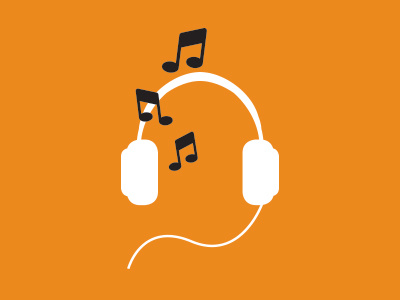 Headphone Icon clean design headphones icon illustration illustrator logo music orange prize simple vector white