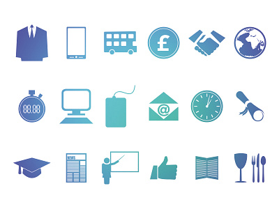 Icon Set For Web Project blue green icon icon set icons illustration logo vector webdesign