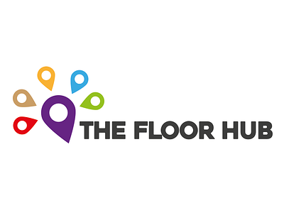 The Floor Hub brand clean colourful concept flooring hub icon logo map points vector