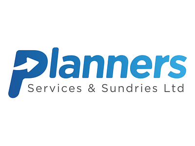 Planners Services & Sundries Logo blue brand branding concept gradient graphic design logo logo design p typography vector