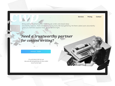 Copywriter's website animation clean landing page motion prototype ui ux website writing