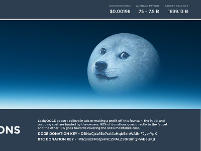 Dogecoin Faucet - LeakyDOGE cryptocurrency dogecoin flat website