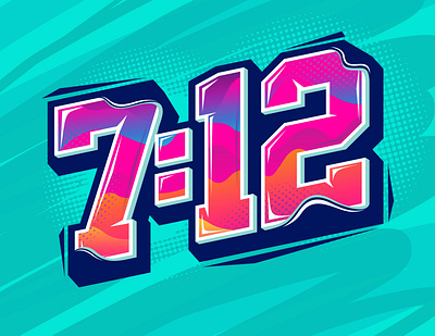 7:12 design illustration lettering logo sticker design typography vector