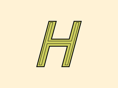 H alphabet green h inline letter letters yellow
