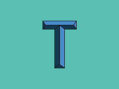 T blue bold letter letters lines shaded shades t
