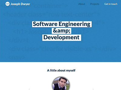 Software Engineer Portfolio blue clean lato minimal single page software