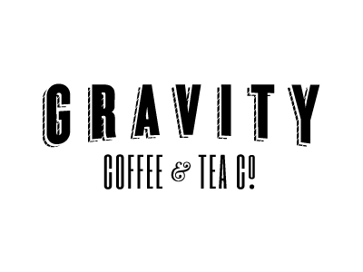 Gravity black and white coffee logo typography