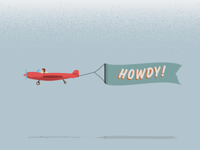 Howdy banner color flying fun howdy illustration pilot plane shadow texture