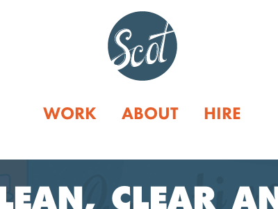 Responsive portfolio responsive blue logo futura white space orange browser screenshot