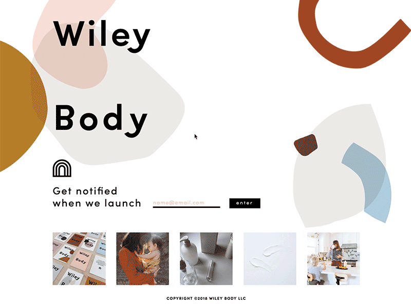 Wiley Body Splash Page baby instagram javascript parallax playful shapes svg website