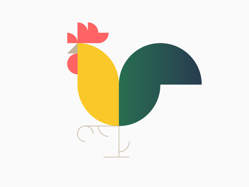 Year of the Rooster simple geometric chicken rooster animal vector logo illustration