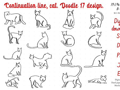Continuation line, cat simply one line. Doodle 17 design clipart artwork branding card cartoon cats character contiunuation creative cute doodle icon illustration logo one line oneline ui ux