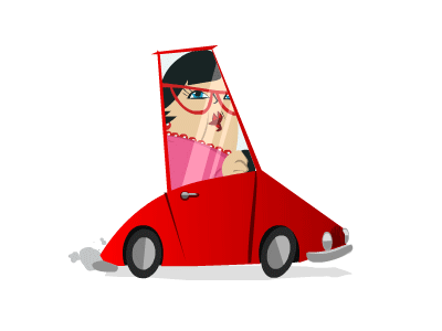 red car animation car flash lady