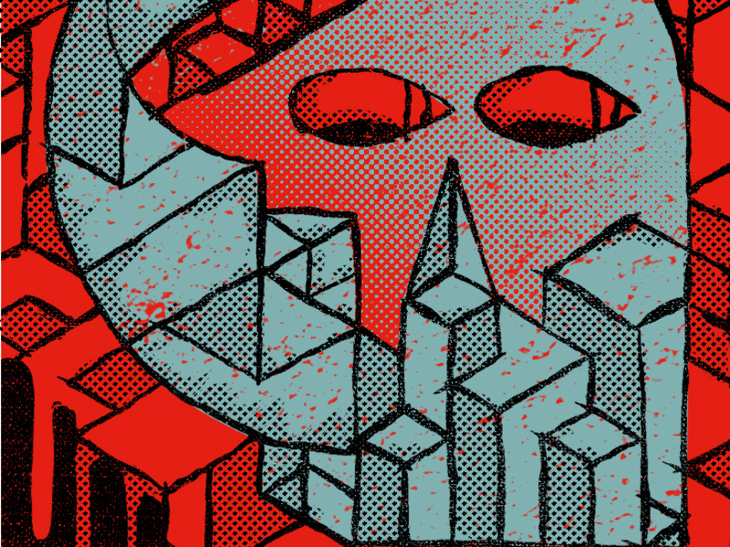 Skull illustration pen ink halftone patterns personal work