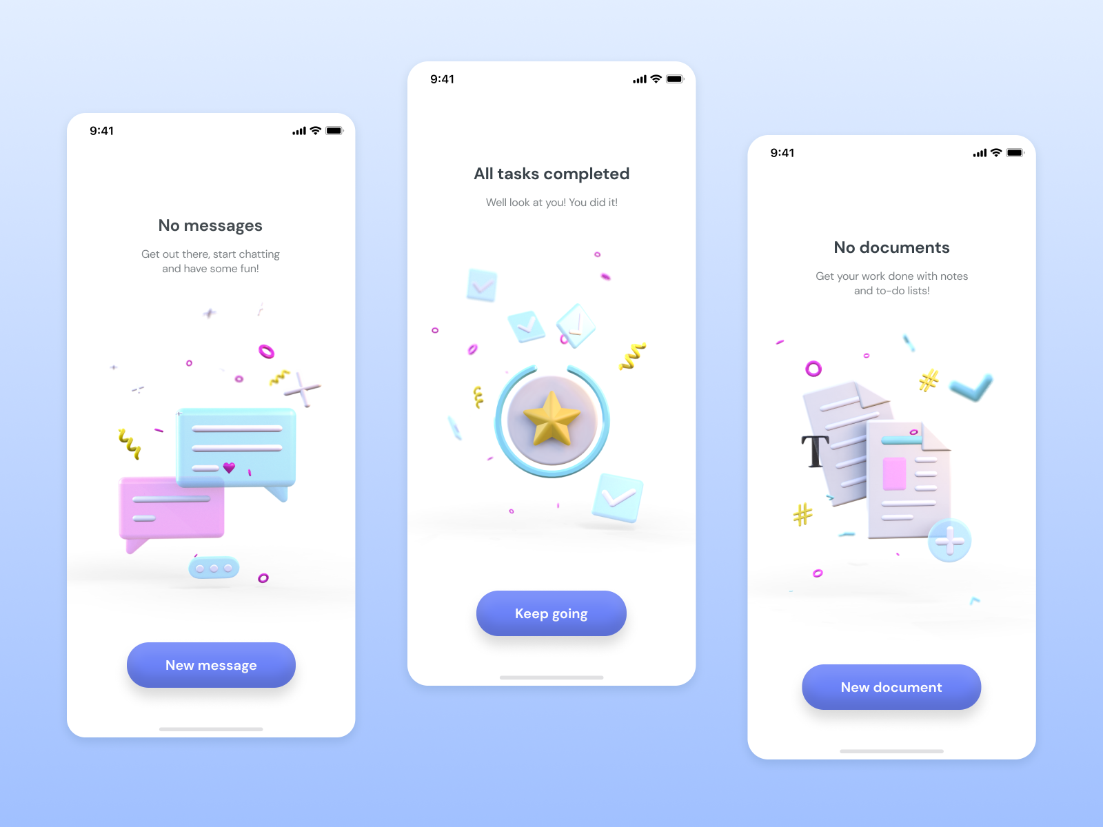 empty states of user interfaces (UI) from Dribbble