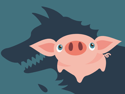 Pig And Wolf animal illustration pig vector wolf