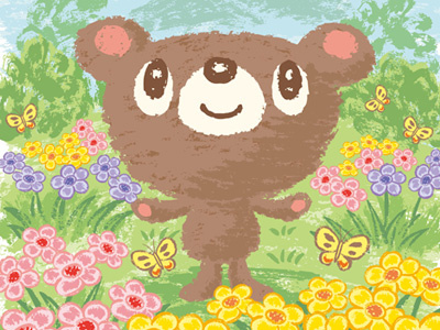 Bear And Flower animal bear characters flower illustration nature vector