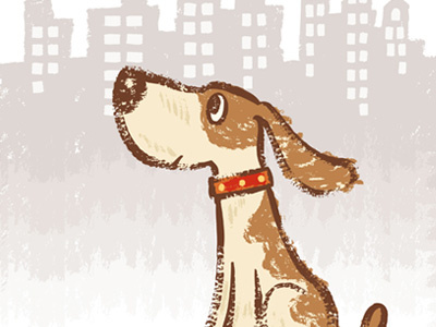 Hound In Town animal canine city dog hound illustration. pet puppy town vector