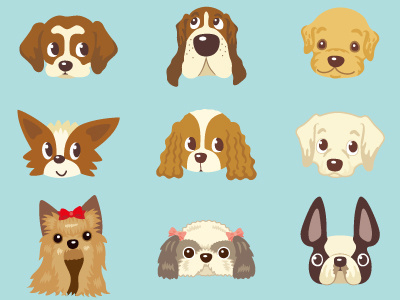 Face Of Dogs animal.canine characters dog illustration pet puppy vector