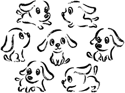 Seven Poses Of Dog animal.canine characters dog illustration pet puppy vector