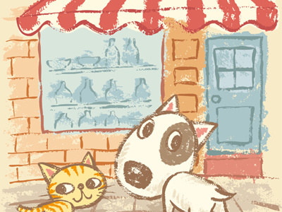 Puppy and kitten on the street