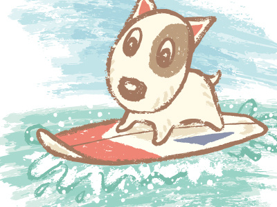 Surfing Of Bullterrier animal.canine bullterrier characters dog illustration pet puppy surfing vector