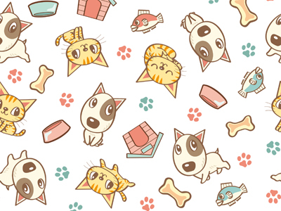 Dog And Cat Seamless Pattern By Toru Sanogawa On Dribbble