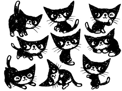 Nine Poses Of Kitten animal cat characters illustration kitten pet vector