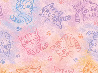 Chalk Drawing Of Cats Pattern animal cat characters domestic animal drawing hand drawn kitten mammal pampered pets pets sketch