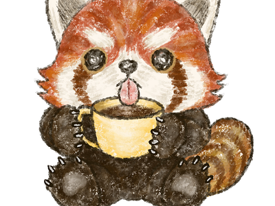 Red panda coffee time animals character illustration panda pets redpanda